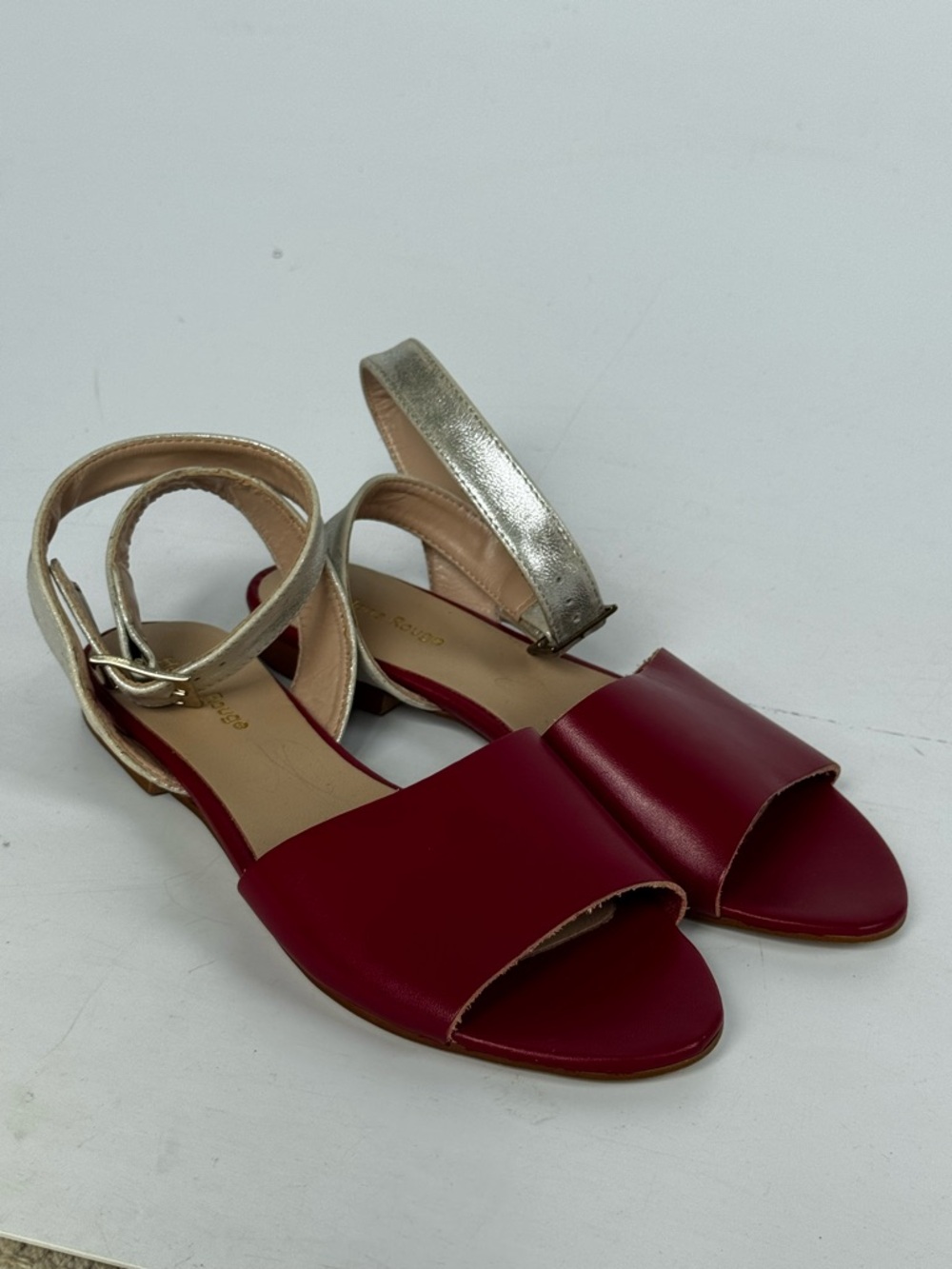 Helene Rouge Red Leather Open-Toe Ankle Strap Sandals European Size 36 - Picture 5 of 10